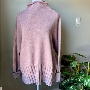 Madewell Pink Wool  Glenmoor Mockneck Pullover Sweater Chunky Knit XL